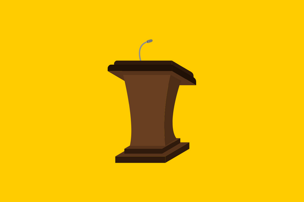  One podium on yellow background
